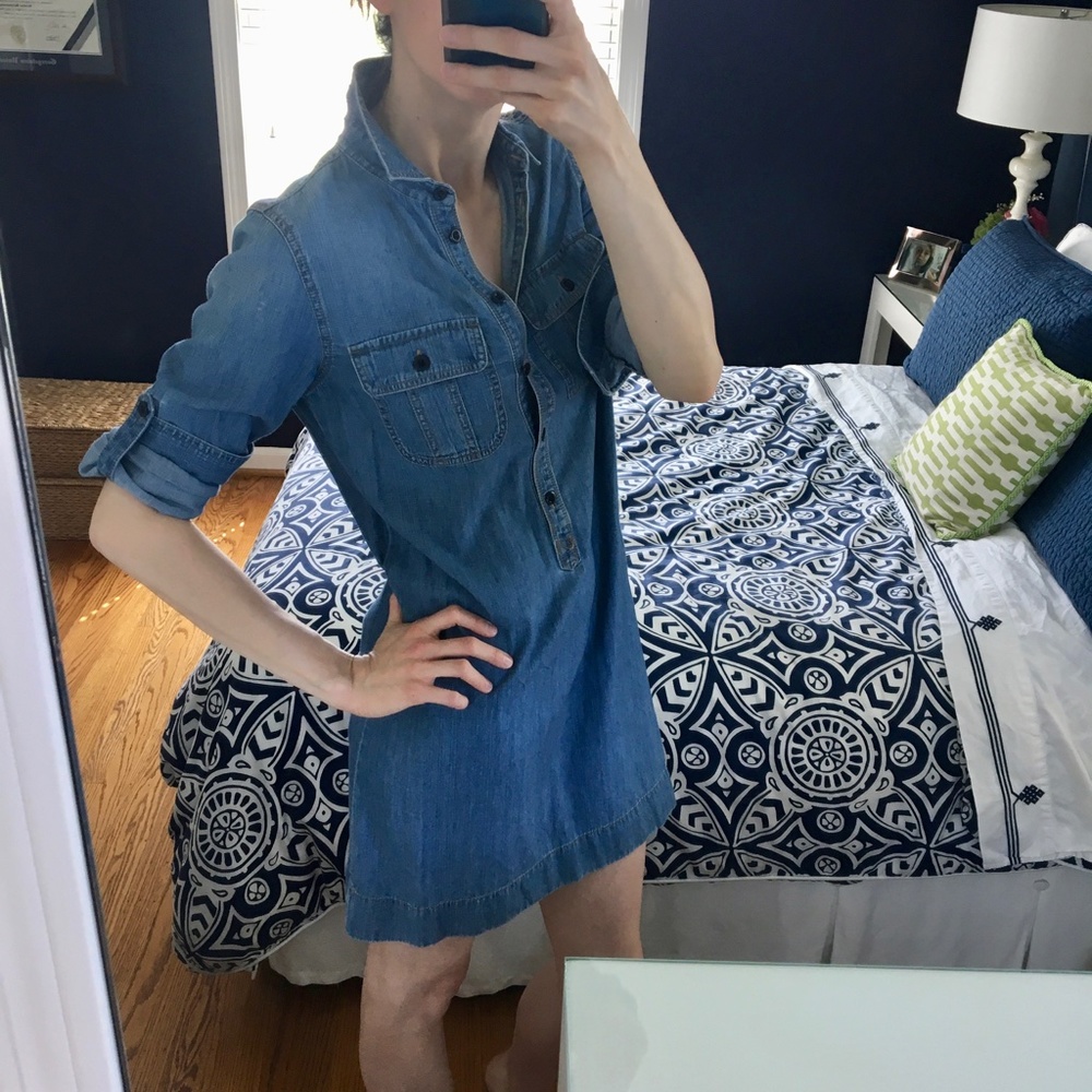J. Crew Chambray Shirt Dress Long-sleeve Denim